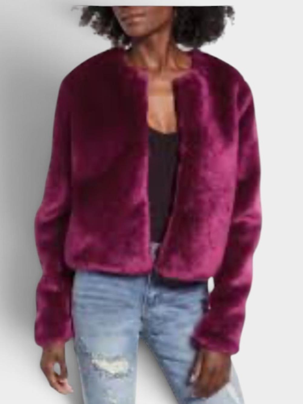 Wayf Plush Faux-Fur Jacket in Plum XS